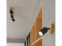 Lámparas de pared Flare moderno de acero/madera - 1 fuentes luminosas 3000K - L.16 x A.16 cm - madera negra^Sollux Lighting Best