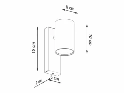 Sollux Lighting Aplique Para Pared|Lámparas de pared Nutiq moderno de acero - 1 fuentes luminosas 3000K - L.6 x A.15 cm -