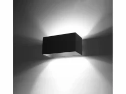Sollux Lighting Lámparas de pared Quadx maxi moderno de aluminio - 2 fuentes luminosas 4000K - L.20 x A.10 cm - Negro Hot