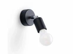 Sollux Lighting Lámparas de pared Synfex minimalista de acero - 1 fuentes luminosas 3000K - L.8 x A.14 cm - Negro Sale