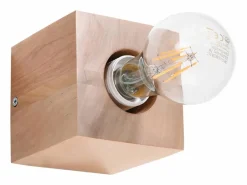 Sollux Lighting Lámparas de pared Zxina escandinavo de madera - 1 fuentes luminosas 3000K - L.10 x A.10 cm - madera natural Color natural claro Outlet