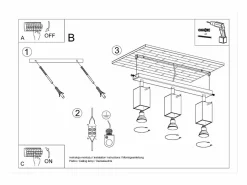 Sollux Lighting Plafón|Lámparas de techo Briow moderno de acero - 3 fuentes luminosas 4000K - L.45 x A.16 cm -