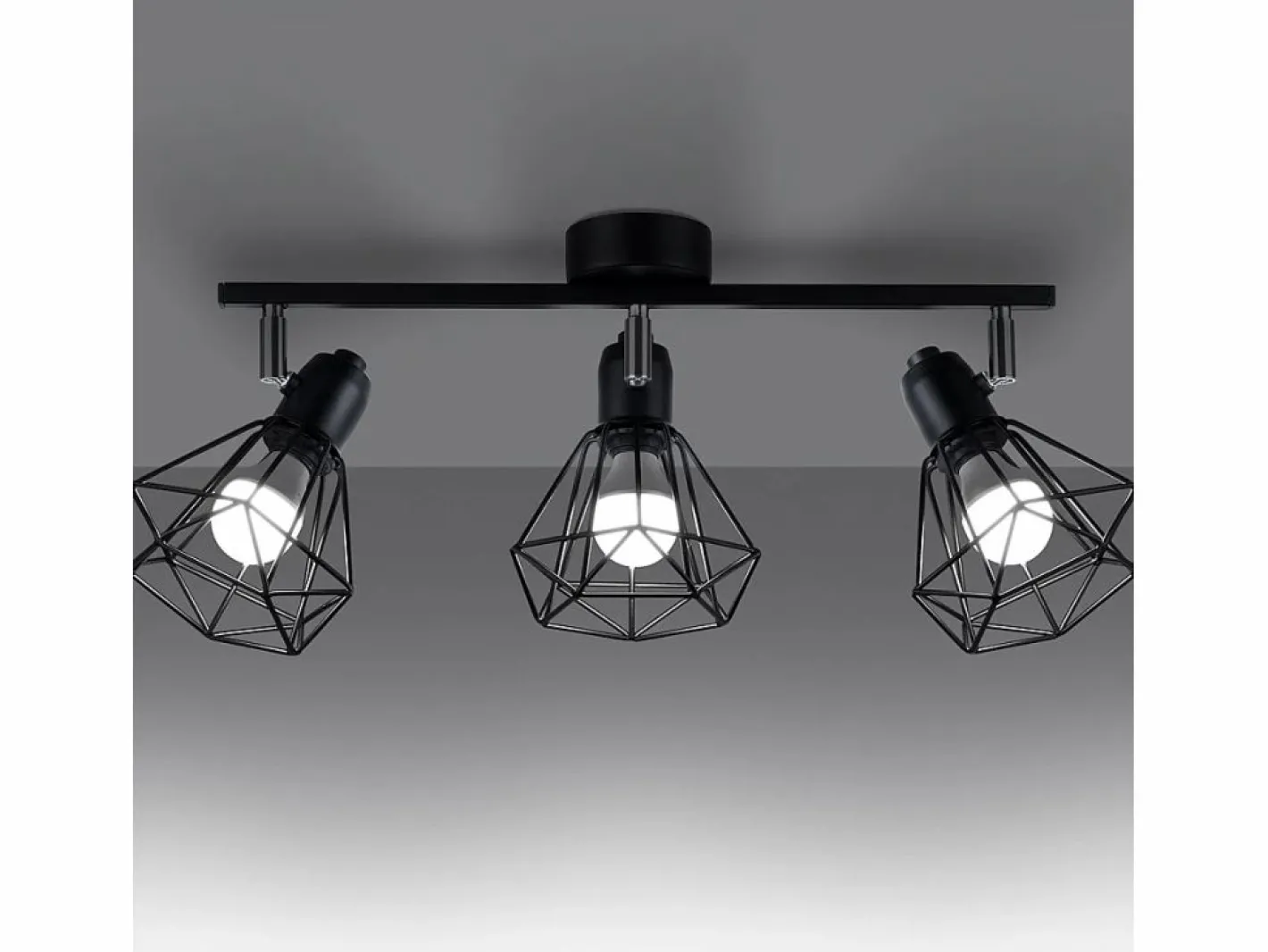 Sollux Lighting Lámparas de techo Lunova moderno de acero - 3 fuentes luminosas 4000K - L.52 x A.19 cm - Negro New