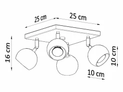 Lámparas de techo Rayis moderno de acero - 4 fuentes luminosas 3000K - L.25 x A.16 cm -^Sollux Lighting Best