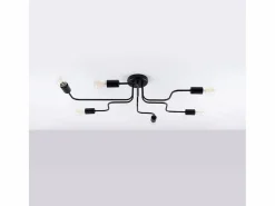 Sollux Lighting Lámparas De Techo Vector Industrial De Acero - 6 Fuentes Luminosas - L.80 X A.15,5 Cm - Negro Hot