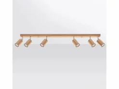 Sollux Lighting Lámparas de techo Xenor escandinavo de madera - 6 fuentes luminosas 3000K - L.120 x A.20 cm - roble Marru00f3n Best