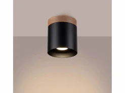Sollux Lighting Lámparas de techo Zyn escandinavo de madera/aluminio - 1 fuentes luminosas 4000K - L.12 x A.14 cm - /madera natural Negro Clearance