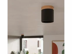 Sollux Lighting Lámparas de techo Zyn escandinavo de madera/aluminio - 1 fuentes luminosas 4000K - L.12 x A.14 cm - /madera natural Negro Clearance