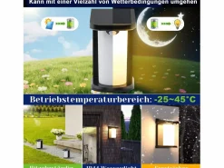 Lámparas solares para exteriores con sensor de movimiento - Lámpara solar de pared para exteriores 2 modos, impermeable 3000 K, blanco cálido^NETTLIFE Hot