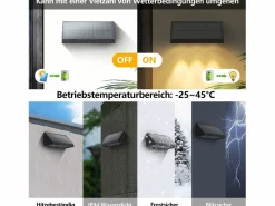 Lámparas solares para exteriores - Aplique solar de pared para exteriores luces LED de pared para exteriores blanco cálido de 3000 K 2 modos^NETTLIFE Clearance