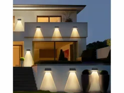 Lámparas solares para exteriores - Aplique solar de pared para exteriores luces LED de pared para exteriores blanco cálido de 3000 K 2 modos^NETTLIFE Clearance