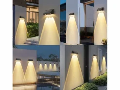Lámparas solares para exteriores - Aplique solar de pared para exteriores luces LED de pared para exteriores blanco cálido de 3000 K 2 modos^NETTLIFE Clearance