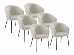 Vente-unique Lote 6 sillas en forma de ola de tejido rizado y metal - MORONI de Pascal MORABITO Crema Outlet