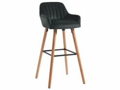 Vente-unique Lote 2 taburetes bar terciopelo y metal ELEANA color Negro Discount