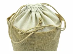Lote de 10 bolsas redondas de yute con cierre de cordón h 26 cm x 25 cm resistentes Color natural claro Clearance
