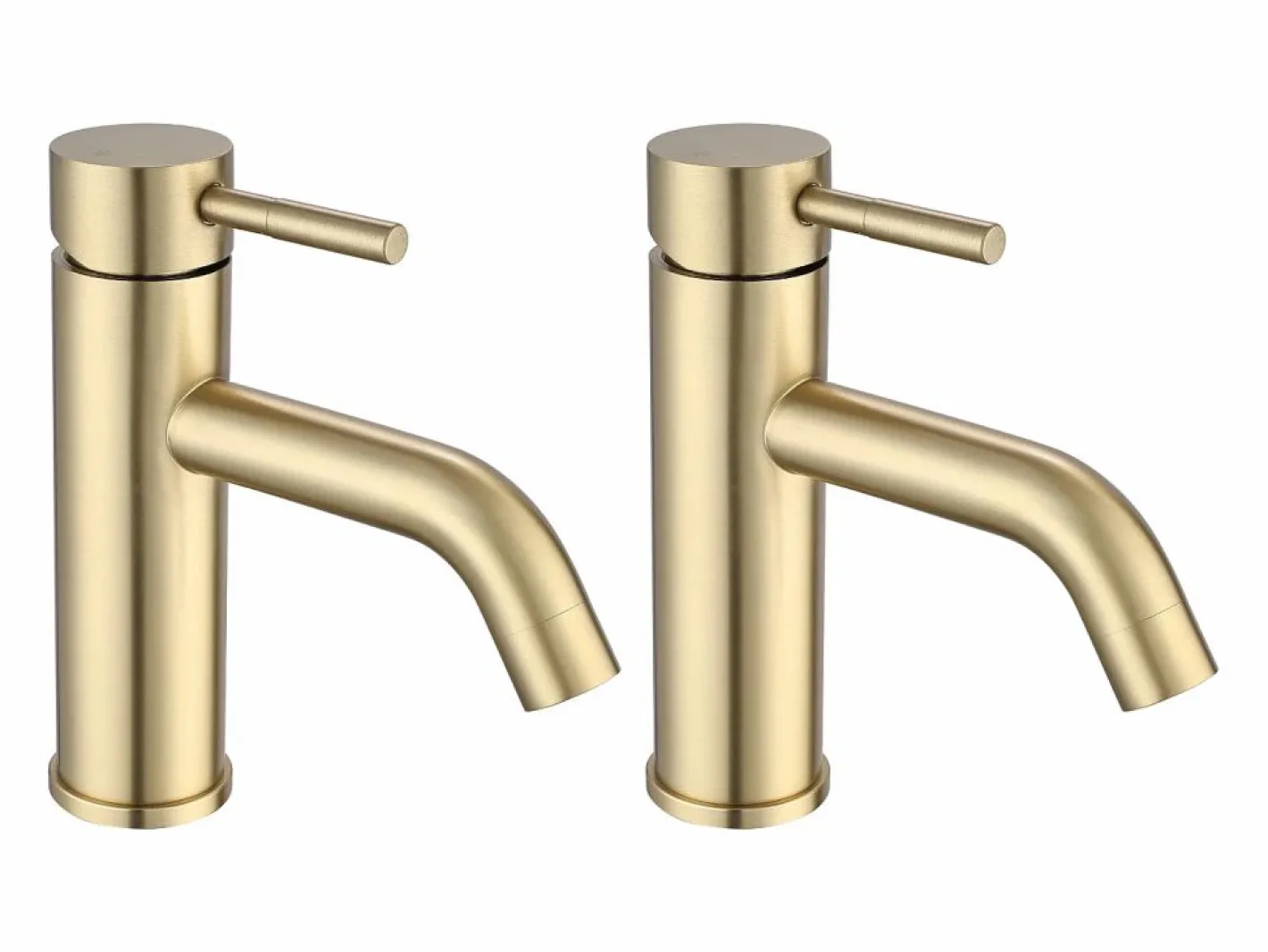 Shower & Design Lote de 2 grifos mezcladores redondeados de acero inoxidable cepillado, , An 16 x Alt.17,3 x Pr 4,9 cm, SALAVAN Dorado Online