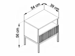Lote de 2 mesitas de noche 1 cajón y 1 nicho con LEDs en MDF y cristal ahumado beige - OVILA^Vente-unique Hot