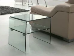 Vente-unique Mesita De Noche|Lote de 2 mesitas de noche con 1 estante de vidrio templado - STILEOS