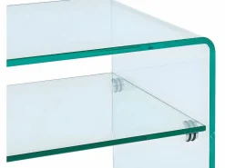 Vente-unique Mesita De Noche|Lote de 2 mesitas de noche con 1 estante de vidrio templado - STILEOS