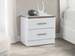 Lote de 2 mesitas de noche con 2 cajones en color blanco y natural - SKAIDO^Vente-unique Best
