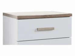 Lote de 2 mesitas de noche con 2 cajones en color blanco y natural - SKAIDO^Vente-unique Best