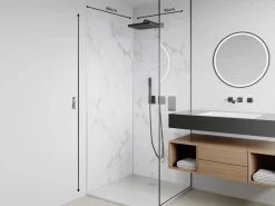 Vente-unique Lote de 2 paneles de pared de ducha efecto mármol de aluminio 2 x L90 x Alt. 210 cm ENEKO Blanco