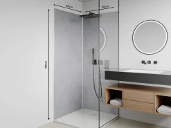 Vente-unique Panel Mural Para Ducha|Lote de 2 paneles de pared para ducha de aluminio con perfiles - 2 x 90 x 210 cm - ARFINO