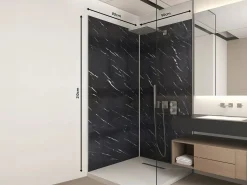 Shower & Design Lote de 2 paneles murales de ducha con efecto mármol de aluminio 2 x Ancho 90 x Alt. 210 cm ENEKO Negro Sale