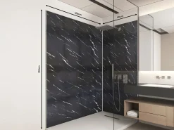 Shower & Design Lote de 2 paneles murales de ducha efecto mármol de aluminio Ancho 90 x 120 x Alt. 210 cm ENEKO Negro New