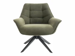 Vente-unique Sillón|Lote de 6 sillas con reposabrazos de tela y metal negro - - ZOLEVY