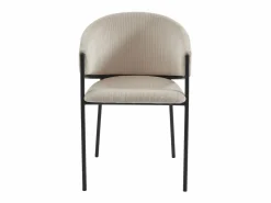 Vente-unique Lote de 2 sillas con reposabrazos de terciopelo acanalado y metal negro - - ORDIDA Crema Clearance