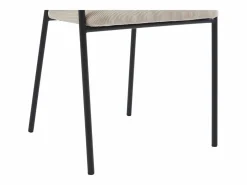 Vente-unique Lote de 2 sillas con reposabrazos de terciopelo acanalado y metal negro - - ORDIDA Crema Clearance
