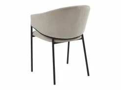 Vente-unique Lote de 2 sillas con reposabrazos de terciopelo acanalado y metal negro - - ORDIDA Crema Clearance