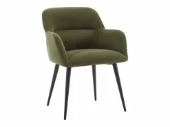 Vente-unique Lote de 6 sillas con reposabrazos de tela y metal negro - - HEKA Verde Outlet