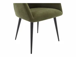 Vente-unique Lote de 6 sillas con reposabrazos de tela y metal negro - - HEKA Verde Outlet