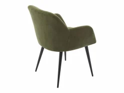 Vente-unique Lote de 6 sillas con reposabrazos de tela y metal negro - - HEKA Verde Outlet