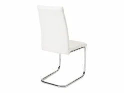 Lote de 2 sillas de comedor de diseño, asiento de cuero sintético acolchado, pata cromada OPUS^Kayelles Sale