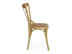 Sillas Y Lotes De Sillas|Lote de 2 sillas de madera de olmo marrón y ratán natural - CROSS