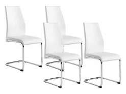 Vente-unique Lote de 4 sillas de piel sintética y metal PAULINE - Blanco New