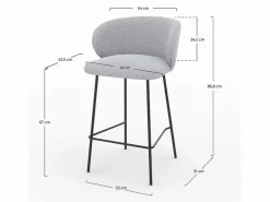 Rendez-Vous Déco Muebles De Bar|Taburete Alto|Lote de 2 sillas para isla central de tela claro 67 cm - Victoria