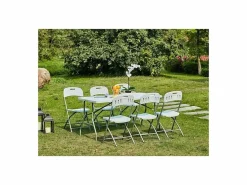 Lote de 2 sillas plegables blancas sin reposabrazos de acero con pintura en polvo 42x42x87 cm, estructura robusta Ø19 mm Blanco Outlet