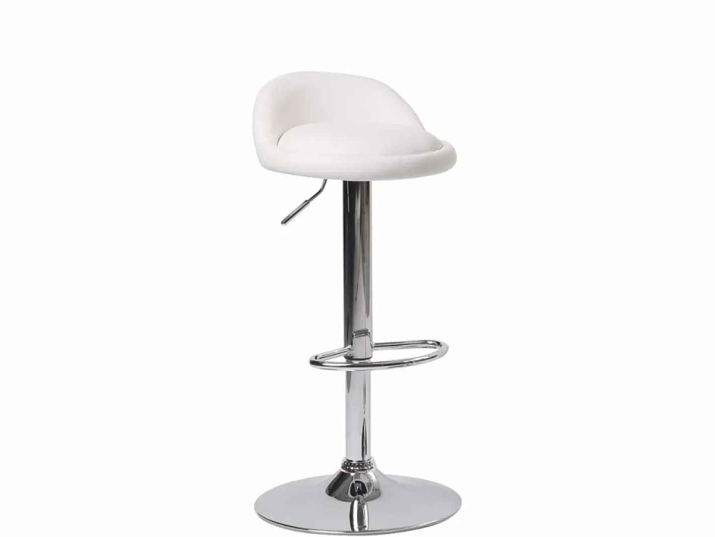 Kayelles Muebles De Bar|Taburete Alto|Lote de 2 taburetes de bar para cocina, asiento de cuero sintético, respaldo bajo, giratorio, altura ajustable, base de cromo SATI (blanco)