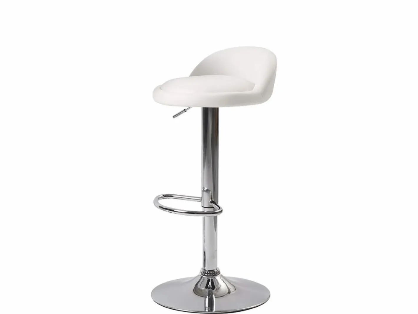 Kayelles Muebles De Bar|Taburete Alto|Lote de 2 taburetes de bar para cocina, asiento de cuero sintético, respaldo bajo, giratorio, altura ajustable, base de cromo SATI (blanco)
