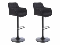 Vente-unique Lote de 2 taburetes de bar de terciopelo y metal - Altura ajustable - - PEGA Negro Sale