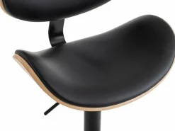 Vente-unique Lote de 2 taburetes de bar de piel sintética - Natural claro y Negro - MONTENEGRO Negro / Color natural claro Online