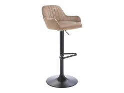 Vente-unique Muebles De Bar|Taburete Alto|Lote de 2 taburetes de bar de terciopelo y metal negro - Altura ajustable - - ELEANA