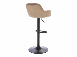 Vente-unique Muebles De Bar|Taburete Alto|Lote de 2 taburetes de bar de terciopelo y metal negro - Altura ajustable - - ELEANA