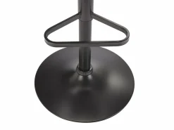 Vente-unique Muebles De Bar|Taburete Alto|Lote de 2 taburetes de bar de terciopelo y metal negro - Altura ajustable - - ELEANA