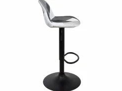 Kayelles Muebles De Bar|Taburete Alto|Lote de 2 taburetes de bar de diseño, asiento acolchado patchwork multicolor de tela, giratorio, altura ajustable SIG (patchwork gris)