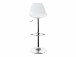 Lote de 2 taburetes de bar de diseño, asiento con respaldo bajo, cojín de cuero sintético, giratorio, altura ajustable, base de cromo SIG (blanco)^Kayelles Best